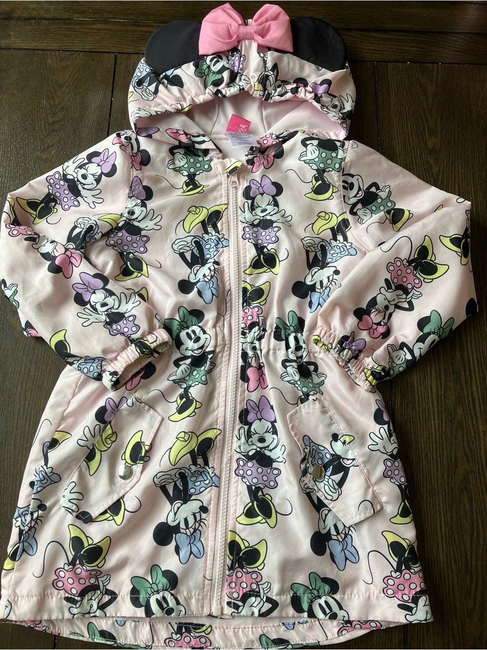 Disney Pink Minnie Mouse Hooded Raincoat with Bow Ears